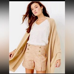 NWT New Lilly Pulitzer Marshella Shorts size 14 gold high waist textured tan XL